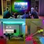 GLOBAL GOLDEN 50FT LED Strip Lights, RGB Light Strips Kit with 44 Keys IR Remote 5050 SMD 12V, DIY Color Changing Bright LED Lights for Bedroom Room TV Kitchen Desk Party