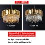 MEEROSEE Modern Crystal Chandelier Lighting Led Pendant Lights Fixture with Stainless Steel Shade Island Chandeliers Ceiling Dining Room Living Room Contemporary Kitchen Dimmable 9-Lights