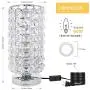 HAITRAL Crystal Table Lamp - Elegant Decorative Bedside Night Light Lamp, Chrome Silver Desk Lamp for Bedroom, Living Room, Girls Room or as Ideal Gifts (HT-BD016)