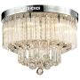 Saint Mossi Chandelier Modern K9 Crystal Raindrop Chandelier Lighting Flush Mount LED Ceiling Light Fixture Pendant Lamp for Dining Room Bathroom Bedroom Livingroom 9 G9 Bulbs Required H12'' X D18''