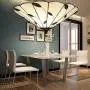 LITFAD Three Lights Flush Mount Ceiling Light with Leaf Theme, 16-Inch Wide Tiffany Style Ceiling Lamp White Glass Lampshape