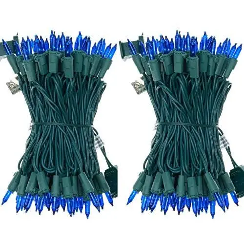 UL Certified 66 Feet 200 Count Blue Christmas String Lights, Pack of 2 Sets 33 Ft 100 Green Commercial Light Set, Connectable Home Decor Lights for Bedroom Curtain Wedding Holiday (Blue - Green Wire) UL Certified 66 Feet 200 Count Blue Christmas String Lights, Pack of 2 Sets 33 Ft 100 Green Commercial Light Set, Connectable Home Decor Lights for Bedroom Curtain Wedding Holiday (Blue - Green Wire)