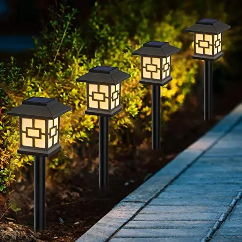 RUNACC Solar Pathway Lights Outdoor Warm White, IP65 Waterproof LED Solar Garden Decorative Lights 4 Pack, Landscape Lighting for Yard Path and Walkway RUNACC Solar Pathway Lights Outdoor Warm White, IP65 Waterproof LED Solar Garden Decorative Lights 4 Pack, Landscape Lighting for Yard Path and Walkway