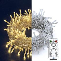 Oopswow 100 LED 39 FT Led String Lights, Plug in Fairy String Lights with Light Sensor and Timer, Extendable for Indoor, Outdoor, Wedding Party, Christmas Tree, New Year, Garden Decor,100L Warm White