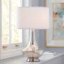 Trixie Modern Table Lamp Mercury Glass Drum Shade for Living Room Family Bedroom Bedside Nightstand Office - Possini Euro Design