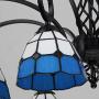 8 Light Tiffany Chandelier Light Victorian Antique Stained Glass Shaded,E26 Pendant Light Traditional Ceiling Light Fixtures,Hanging Light for Dining Room Blue 8 Head