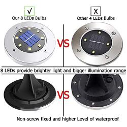 Azuunye Solar Ground Lights Outdoor - 8 Led Solar Garden Lights Outdoor,In-Ground Disk Solar Lights Waterproof Decorate for Pathway, Landscape, Yard, Lawn (Warm White 4 Pack)