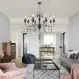 VINLUZ Black Rustic French Country Chandelier Lighting, 8 Light Metal Vintage Kitchen Island Pendant Light for Dining Room Industrial Farmhouse Ceiling Hanging Fixture