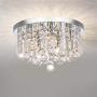 Modern K9 Crystal Chandelier Lighting, A1A9 Round Flush Mount LED Ceiling Light Fixture, Elegant Chrome Pendant Lamp for Dining Room Bathroom Bedroom Livingroom Lounge (Diameter 16)