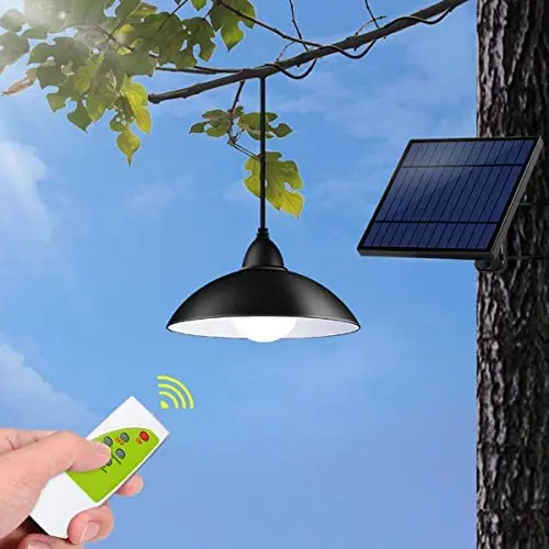 Outdoor Solar Lights,Tomshine IP65 Waterproof Outdoor Pendant Light with Remote Control,Brightness Adjustment Solar Shed Light for Garden Patio