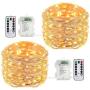 buways Fairy Lights,2-Pack Battery Operated Waterproof Warm White 50 LED Fairy String Lights,16.4ft Copper Wire Light with Remote Control for Christmas Parties,Garden and Home Decoration