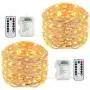 buways Fairy Lights,2-Pack Battery Operated Waterproof Warm White 50 LED Fairy String Lights,16.4ft Copper Wire Light with Remote Control for Christmas Parties,Garden and Home Decoration