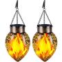 TomCare Solar Lights Outdoor Metal Flickering Flame Solar Lantern Outdoor Hanging Decorative Lanterns with Hanging Chain Solar Powered Waterproof LED Decorations for Patio Garden Deck Yard, 2 Pack