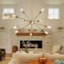AIGU 12-Lights Chandelier Gold Light Fixture Ceiling Light Fixture Hanging Pendant Lighting Decor Modern Mid Century Brass Light for Living Dining Room Bedroom Kitchen