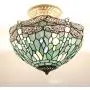 Tiffany Ceiling Fixture Light W12H11 Inch Semi Flush Mount Sea Blue Stained Glass Crystal Bead Dragonfly Lampshade S147 WERFACTORY Lamps Kid Living Room Bedroom Kitchen Island Bar Hallway Tiffany Ceiling Fixture Light W12H11 Inch Semi Flush Mount Sea Blue Stained Glass Crystal Bead Dragonfly Lampshade S147 WERFACTORY Lamps Kid Living Room Bedroom Kitchen Island Bar Hallway