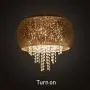 Crystal  Modern Pendant Light Grey Bubble Glass Shade Chandeliers Drum with Hanging Crystals for Hallway, Bedroom, Living Room, Kitchen, Dining Room,UL Listed, HUOYAN-LIGHTING