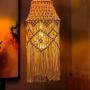 Knitting Lamp Shade Ceiling Light Shade Fitting, Boho Hanging Pendant Light for Living Room, Bedroom and Bathroom, Handwoven Bohemian Home Decor, Warm White (Bulb Not Included)