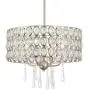 Kira Home Amelia 18'' Modern Chic 4-Light Crystal Chandelier Pendant Light Fixture, Brushed Nickel Finish