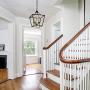 JINZO Farmhouse Chandelier 4-Lights Rustic Cage Pendant Light Matt Black and Gold for Foyer Entryway Hallway Dining Room and Kitchen Island.
