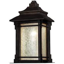 Hickory Point Rustic Farmhouse Outdoor Wall Light Fixture Walnut Bronze 16 1/2'' Frosted Cream Glass for House Porch Patio - Franklin Iron Works