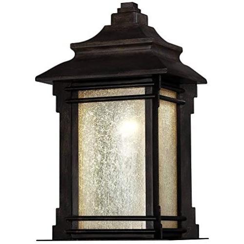 Hickory Point Rustic Farmhouse Outdoor Wall Light Fixture Walnut Bronze 16 1/2'' Frosted Cream Glass for House Porch Patio - Franklin Iron Works