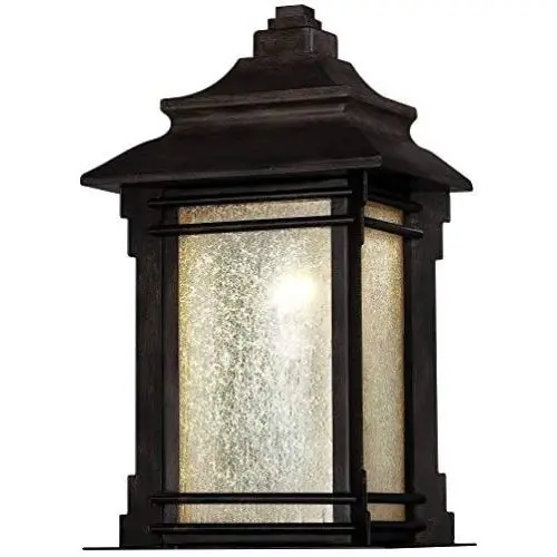 Hickory Point Rustic Farmhouse Outdoor Wall Light Fixture Walnut Bronze 16 1/2'' Frosted Cream Glass for House Porch Patio - Franklin Iron Works