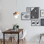 Contemporary Wooden and Metal Pendant Lighting 60W White Lampshade Industrial Lamp Shade LED Modern Ceiling Hanging Lights Fixtures 1 Light for Dining Room,Kitchen (E27 Base, White)