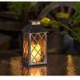 Homeimpro Solar Lantern Hanging Garden Outdoor Lights Flickering Flameless Candle Waterproof LED Lamp for Table Patio Lawn (Silver)