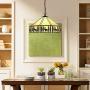 LITFAD Rustic Style Hanging Pendant Lighting in Tiffany Stained Glass LED Ceiling Hanging Light Chandelier for Kitchen Island Dining Room Restaurant Bar - 18'' (45 cm)