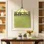 LITFAD Tiffany Style Hanging Pendant Lighting in Stained Glass Rustic Style LED Ceiling Hanging Light Chandelier for Kitchen Island Dining Room Restaurant Bar - 12'' (30 cm)