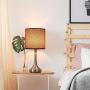 Nightstand Table Desk Lamps Set of 2, Vintage Bedside Metal Body Lamp with Fabric Shade for Living Room, Kids Room, Bedroom, Office, Study and Café, Dark Red