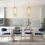 KSANA Gold Chandelier, 4-Light Gold Pendant Light with Adjustable Framework for Kitchen, Dining Room, 14'' W x 28.3'' H