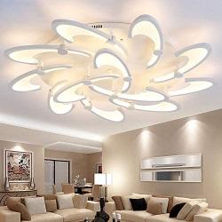 LAKIQ Multi Light Modern LED Ceiling Chandelier Windmill Shape Acrylic Semi Flush Mount Lighting Fixture Indoor Ceiling Lights for Living Room Bedroom (Neutral Light, 12 Lights)