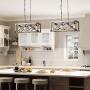 Farmhouse Kitchen Island Lighting, 4-Light Wood Hanging Light Fixture, Rectangular Chandelier for Dining Rooms, 27.5”L x 10”H