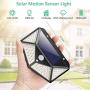 LED Solar Lights Outdoor, Motion Sensor Solar Lights Outdoor Wireless IP 65 Waterproof,Solar Security Lights with 3 Switch Modes for Garden Fence Patio Garage,Driveway(4 pcs)