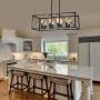 Jinzo Farmhouse Rectangle Chandelier Island Lighting 8-Lights High Linear Industrial Dining Room Chandelier with Rustic Metallic Open Frame Matte Black Hanging Kitchen Island Lighting Fixtures Jinzo Farmhouse Rectangle Chandelier Island Lighting 8-Lights High Linear Industrial Dining Room Chandelier with Rustic Metallic Open Frame Matte Black Hanging Kitchen Island Lighting Fixtures