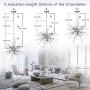 Modern Firework Chandeliers 6-Light Bulbs Sputnik Ceiling Light Fixture,Lucalda Adjustable Rods Globe Fireworks Pendant Lighting Fixture for Living Room, Bedroom,Kitchen,Hallway,Dining Room,Porch