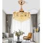 Sweety House 42''Crystal Ceiling Fan Light with Light and Remote Control Adjustable Invisible Fan Chandelier trapezoidal Modern LED Fan Light for Bedroom Living Room Chandelier(Luxury crystal)