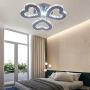 Modern Crystal Chandelier LED Ceiling Light 3-Heart Shape Chandelier Lighting Fixture Flush Mount Pendant Light for Bedroom Living Room Hallway Hobby,Cool White