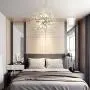 Modern LED Crystal Chandeliers 9 Lights Firework Pendant Lighting Fixtures for Bedroom Dining Room Restaurant(Chrome)