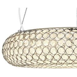 Maxax LED Crystal Chandelier Ceiling Light Fixture 1 Ring Pendant Light with 3 LED Strips for Dining Room,Bathroom, Bedroom,Living Room,Cord Adjustable,Chrome