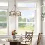 LALUZ Farmhouse Chandelier, Wood Chandelier for Dining Room, Kitchen, Hand-Painted Finish ( W19.5” × L21”)