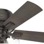 Hunter Crestfield Indoor Low Profile Ceiling Fan with LED Light and Pull Chain Control, 42'', Noble Bronze