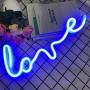 iceagle Love Neon Signs for Wall Decor,USB or Battery Decor Light,Neon Light for Bedroom,LED Neon Decorative Lights for Christmas,Party,Girls Living Room(Blue)