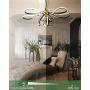 VICNIE Led Chandelier, Dimmable Modern Lighting Fixtures Hanging, 3000K Warm White Modern Chandelier with Eye Protectable Silicone Lampshade, Brushed Brass and Matt Black