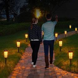 Fudosa Outdoor Pathway Lights, Solar Powered LED Garden Lights 6 Pack Waterproof Hollow Landscape Lamps for Yard Lawn Patio Walkway