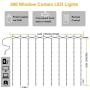 Curtain Lights Voice Activated, LEDGLE Rainbow Twinkle String Lights 300 LED, Fairy Window Decorative Dimmable Christmas Lights, USB Powered 4 Sound Control & 8 Lighting Modes IP44 (Multi Color)