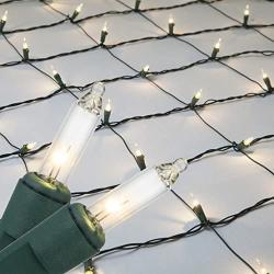 Holiday Pride Christmas Net Lights - 150 Clear White Bulbs with Green Wire - Indoor/Outdoor Use - UL Listed