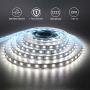 JOYLIT White LED Strip Lights 12V, 16.4ft 300LEDs SMD5050 Non Waterproof Dimmable 0.2ft Cuttable 6000-6500K Daylight LED Tape Light for Room Ceiling Wall Backlight