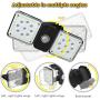 Solar Security Light Outdoor LED Motion Sensor Lights, Motion Detector Lights Solar Powered Flood Light, 2 Head IP65 Waterproof Adjustable Wall Lights for Garage, Porch, Pathway - Warm White+White